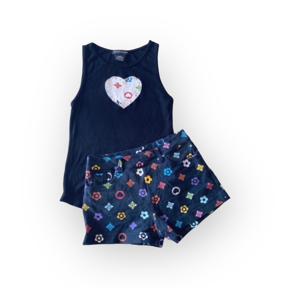 Flowers by Zoe ꕥ Handbag Patch Crystal Embellish Top ꕥ Black Colorful Print ꕥ 5 - Picture 8 of 12